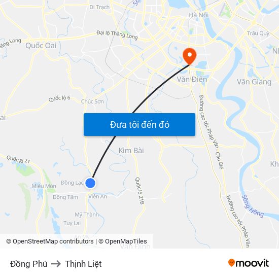 Đồng Phú to Thịnh Liệt map