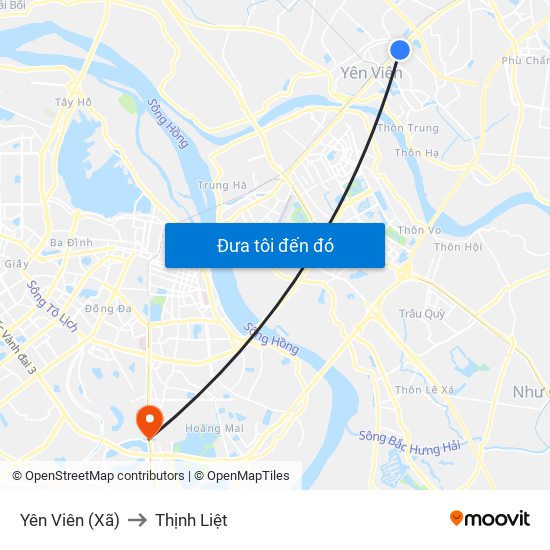 Yên Viên (Xã) to Thịnh Liệt map