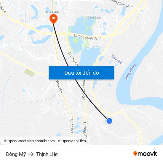 Đông Mỹ to Thịnh Liệt map