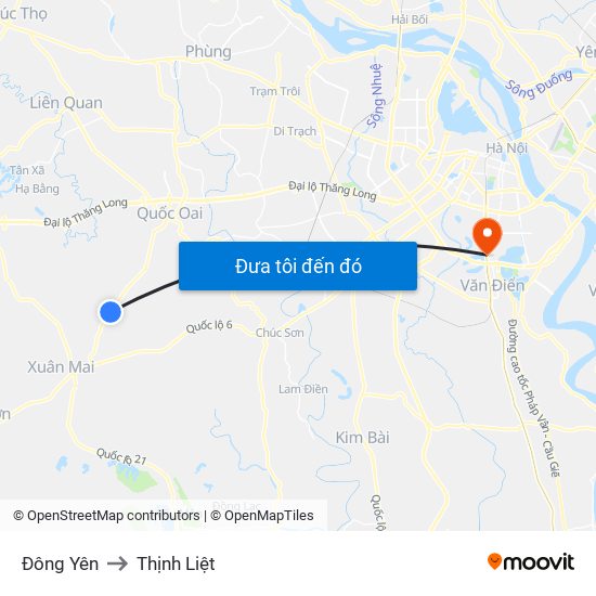 Đông Yên to Thịnh Liệt map