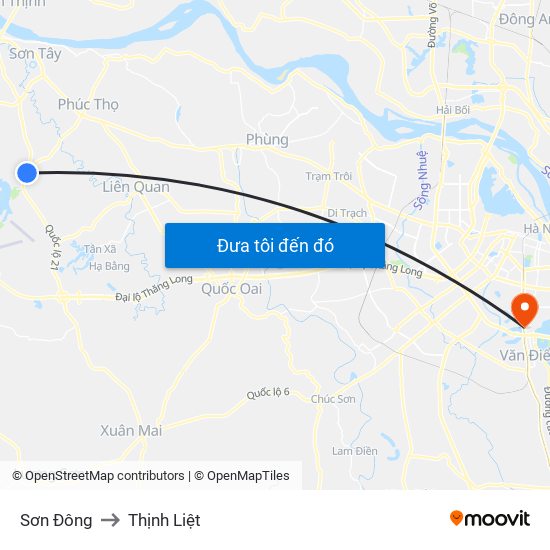 Sơn Đông to Thịnh Liệt map