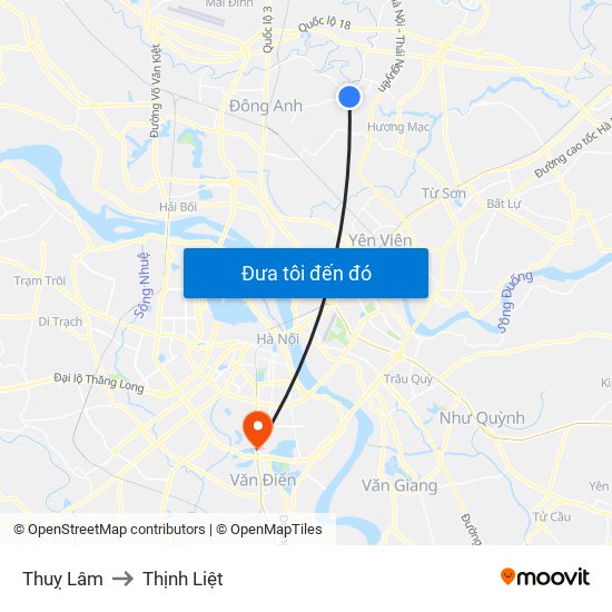 Thuỵ Lâm to Thịnh Liệt map