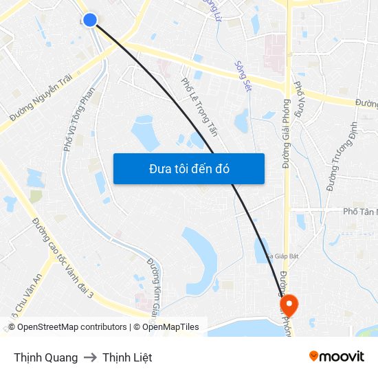 Thịnh Quang to Thịnh Liệt map