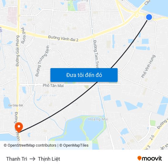 Thanh Trì to Thịnh Liệt map