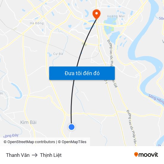 Thanh Văn to Thịnh Liệt map