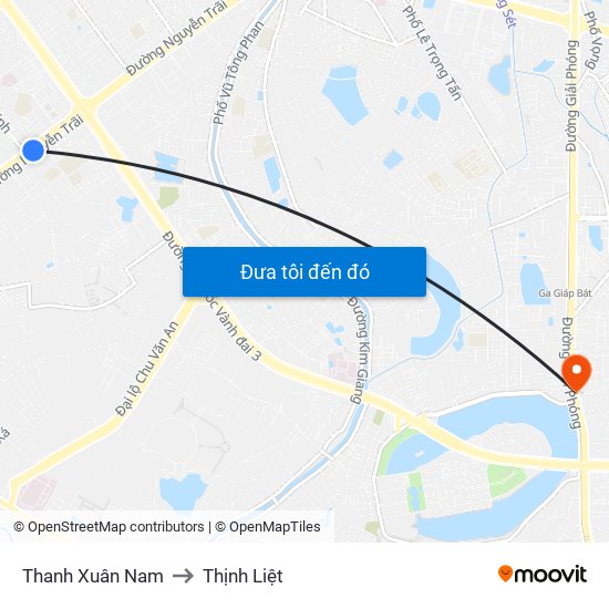 Thanh Xuân Nam to Thịnh Liệt map