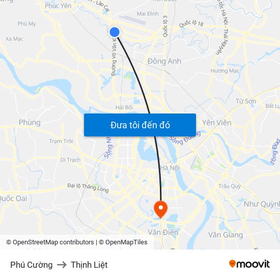 Phú Cường to Thịnh Liệt map
