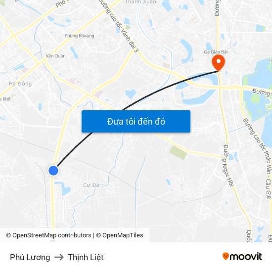 Phú Lương to Thịnh Liệt map