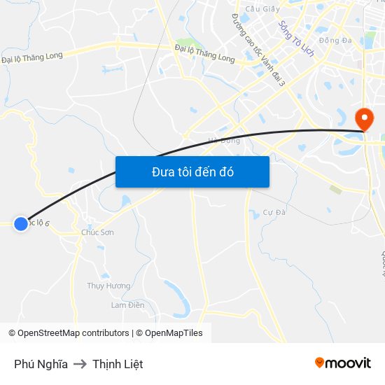 Phú Nghĩa to Thịnh Liệt map