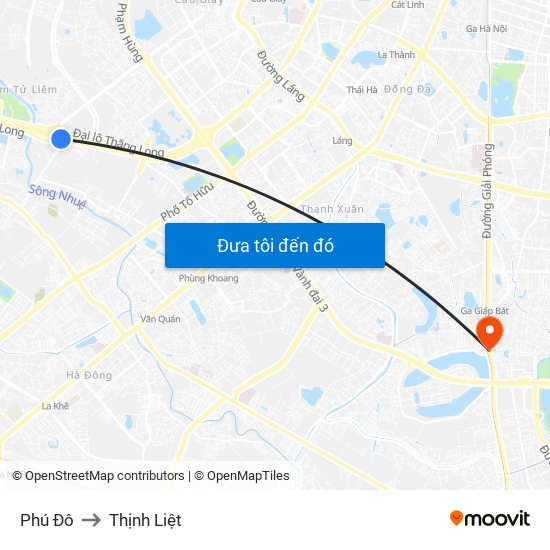 Phú Đô to Thịnh Liệt map