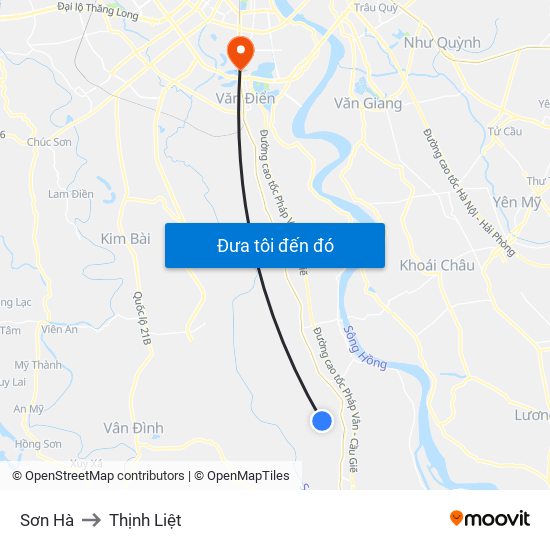 Sơn Hà to Thịnh Liệt map