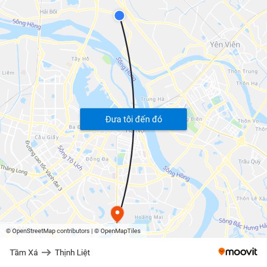 Tầm Xá to Thịnh Liệt map