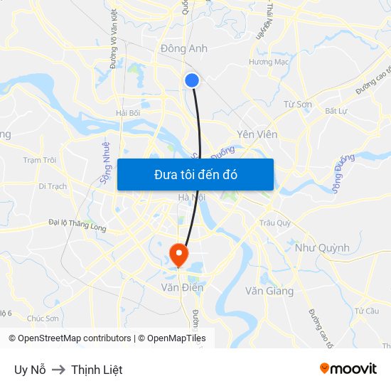 Uy Nỗ to Thịnh Liệt map