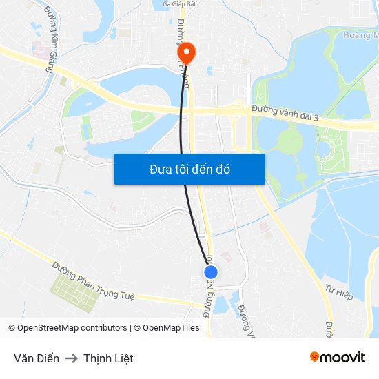 Văn Điển to Thịnh Liệt map