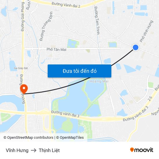 Vĩnh Hưng to Thịnh Liệt map