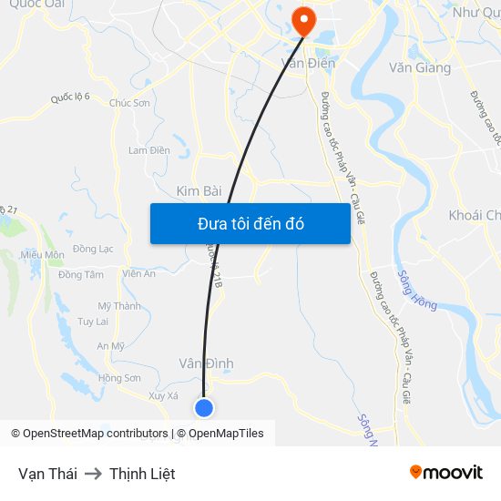 Vạn Thái to Thịnh Liệt map