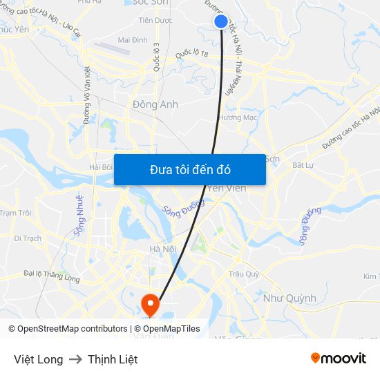 Việt Long to Thịnh Liệt map