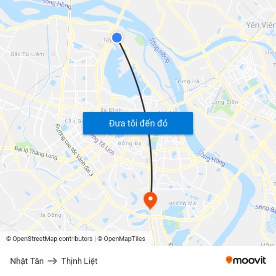 Nhật Tân to Thịnh Liệt map