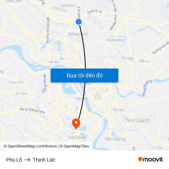 Phù Lỗ to Thịnh Liệt map