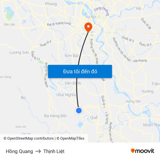 Hồng Quang to Thịnh Liệt map