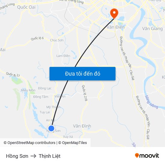 Hồng Sơn to Thịnh Liệt map