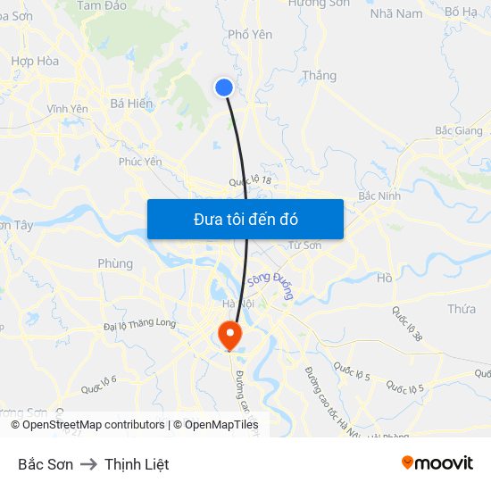 Bắc Sơn to Thịnh Liệt map