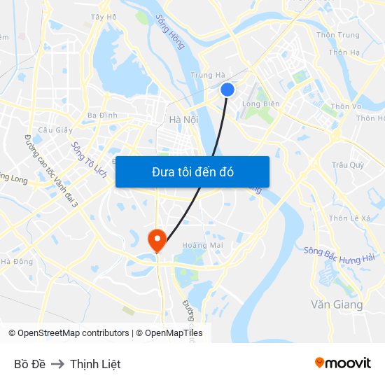 Bồ Đề to Thịnh Liệt map