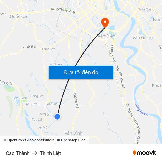 Cao Thành to Thịnh Liệt map