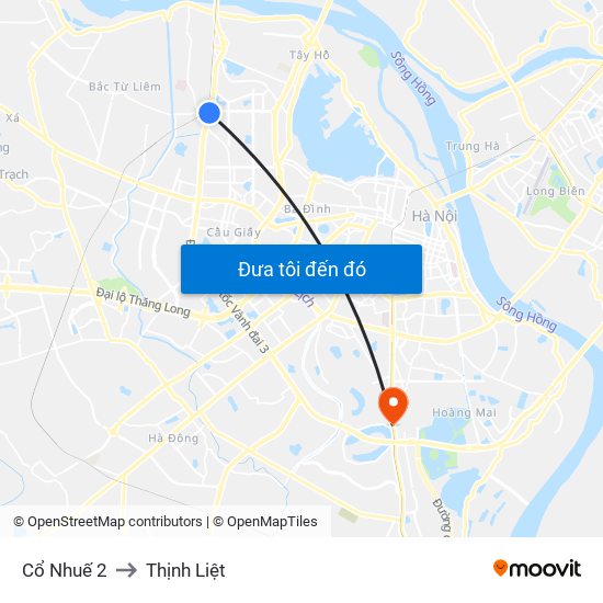 Cổ Nhuế 2 to Thịnh Liệt map