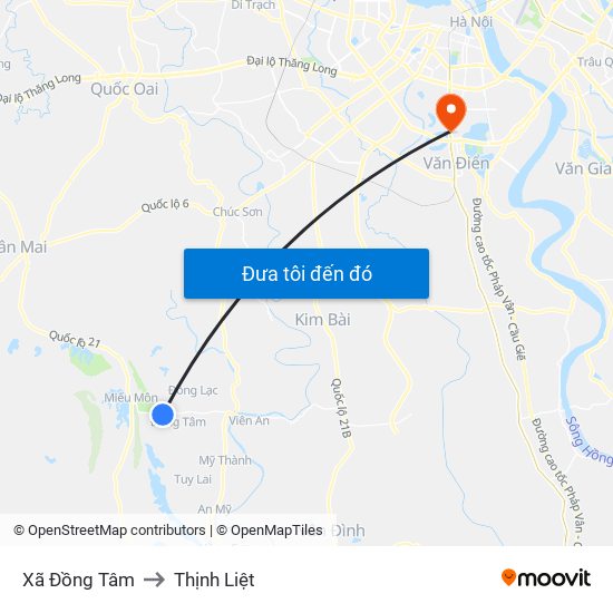 Xã Đồng Tâm to Thịnh Liệt map