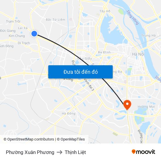 Phường Xuân Phương to Thịnh Liệt map