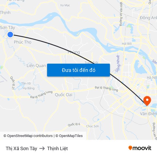 Thị Xã Sơn Tây to Thịnh Liệt map