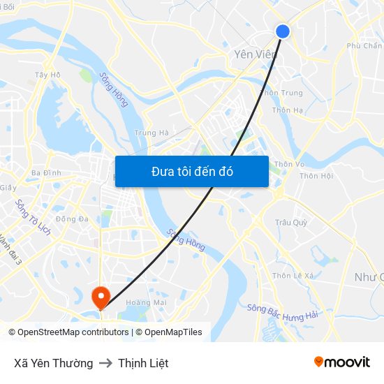 Xã Yên Thường to Thịnh Liệt map
