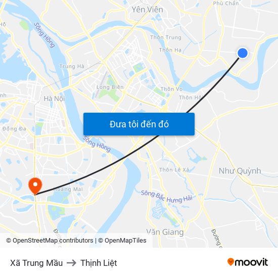 Xã Trung Mầu to Thịnh Liệt map