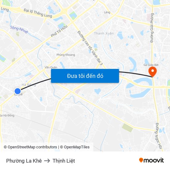 Phường La Khê to Thịnh Liệt map