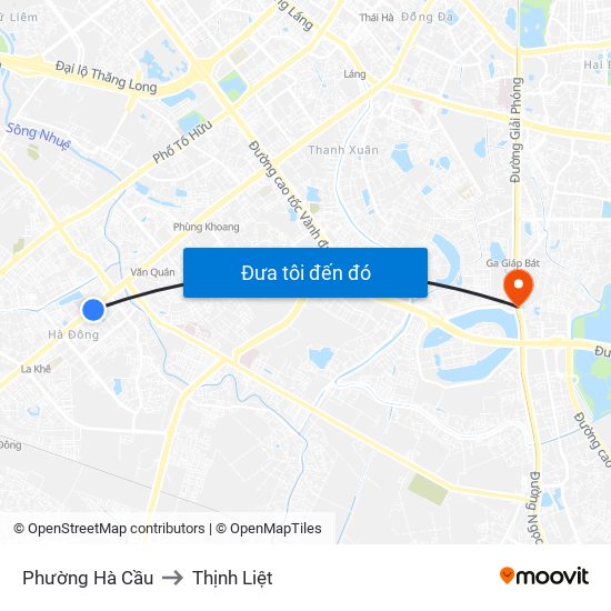 Phường Hà Cầu to Thịnh Liệt map