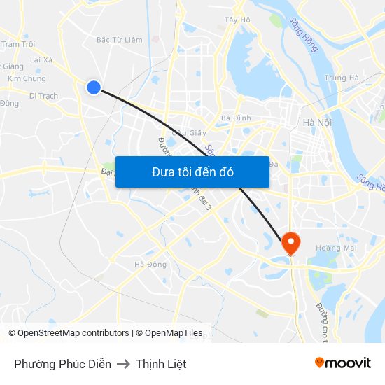 Phường Phúc Diễn to Thịnh Liệt map