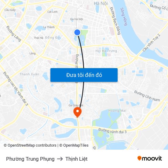 Phường Trung Phụng to Thịnh Liệt map