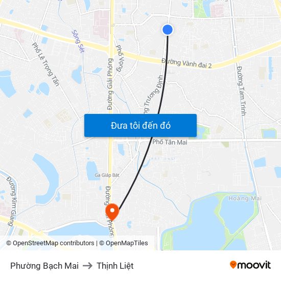 Phường Bạch Mai to Thịnh Liệt map