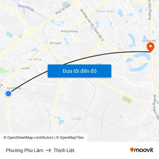 Phường Phú Lãm to Thịnh Liệt map