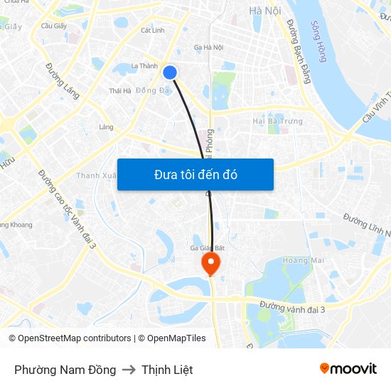 Phường Nam Đồng to Thịnh Liệt map