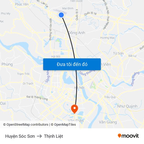 Huyện Sóc Sơn to Thịnh Liệt map