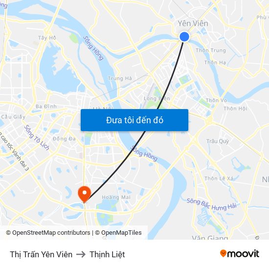 Thị Trấn Yên Viên to Thịnh Liệt map