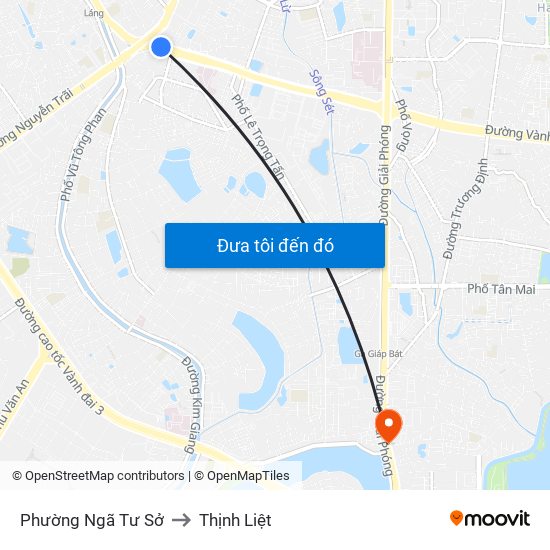 Phường Ngã Tư Sở to Thịnh Liệt map