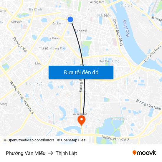 Phường Văn Miếu to Thịnh Liệt map