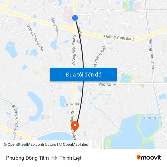 Phường Đồng Tâm to Thịnh Liệt map