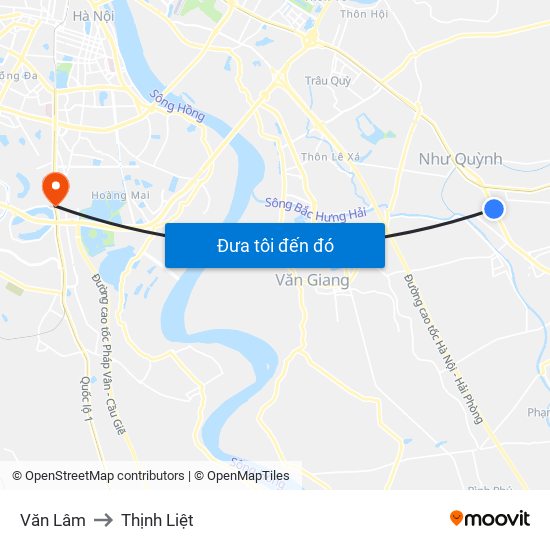 Văn Lâm to Thịnh Liệt map