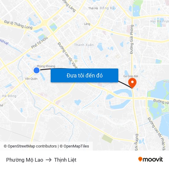 Phường Mộ Lao to Thịnh Liệt map