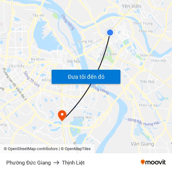 Phường Đức Giang to Thịnh Liệt map