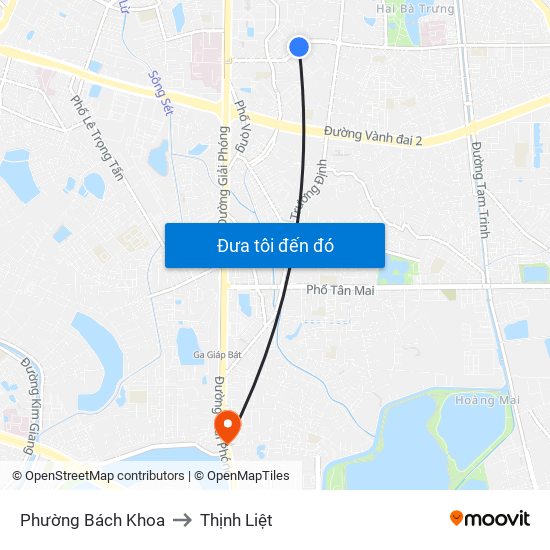 Phường Bách Khoa to Thịnh Liệt map